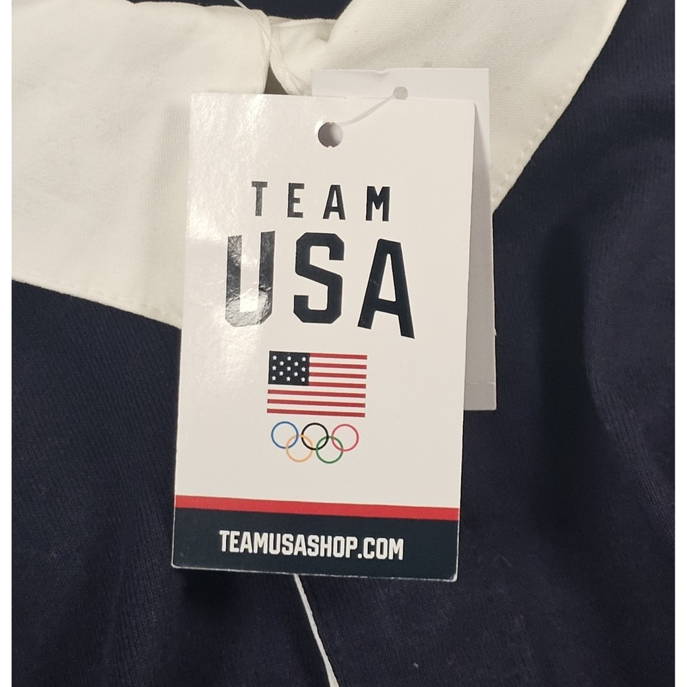 GAP Team USA Rugby Shirt Top Navy Blue Long Sleeve Large Olympics Logo Stripes - Picture 5 of 7